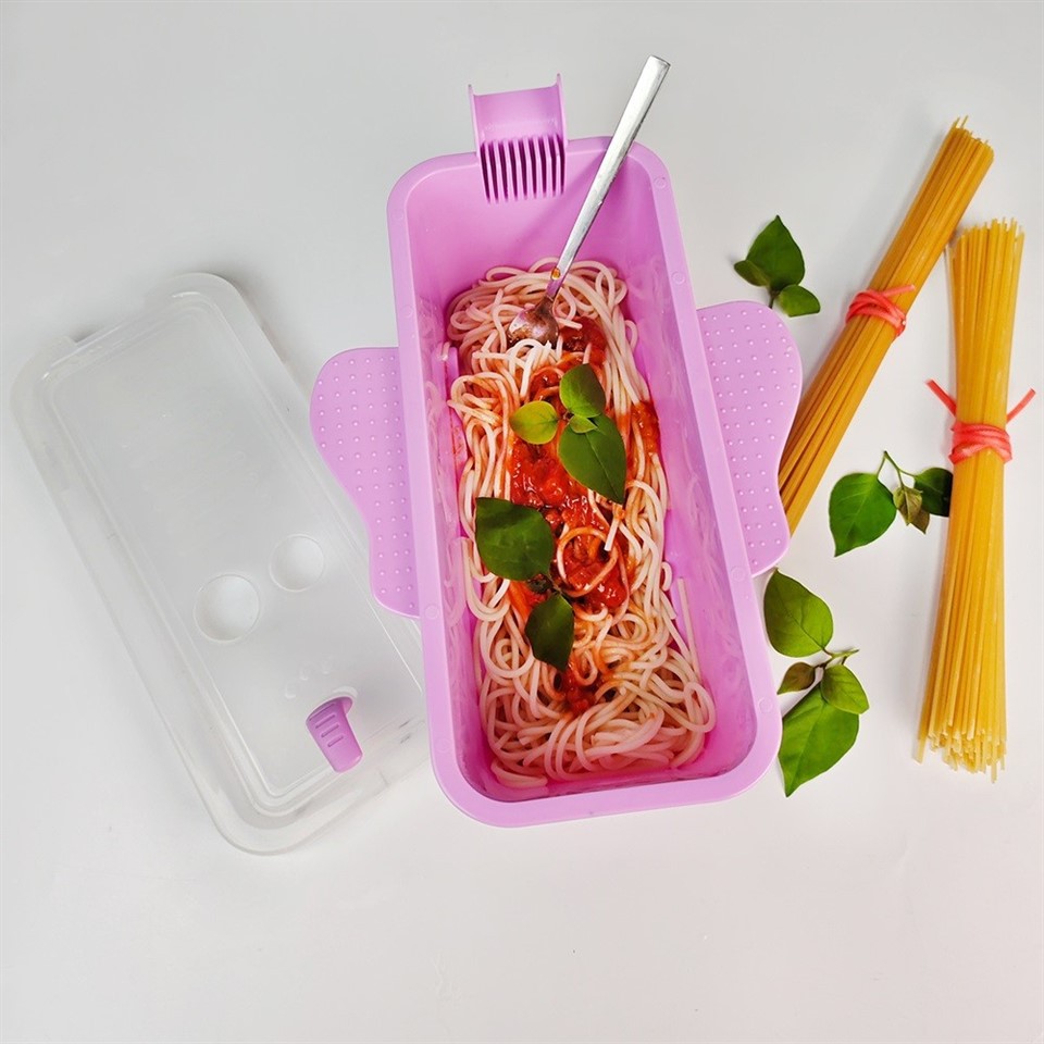 Customized Microwave Pasta Cooker with Portioning Tools